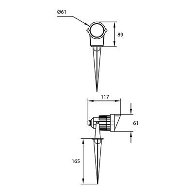 Aussenspot IP65 IK10 mit Spiess 5.7W 680lm 60° 3000K CRI80