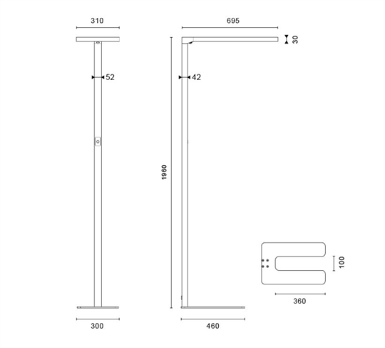 Stehleuchte LED 4000°K, Taster dimmbar + Bewegungsmelder, silber