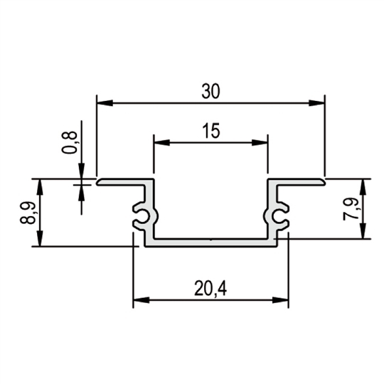 Alu-Profil Dolino Laminato ASxBxH=22x30x8.9mm, Länge 3m