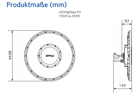 LED Highbay IP66 155W 20000lm 4000K 100D Grau