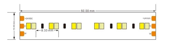 LED Strip TW Tunable White, IP20, 2700-6500°K, 1650lm/m,CRI90 24VDC, 20W/m