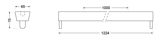 Balkenleuchte TRAP T8 - L1124mm  für LED Tubes