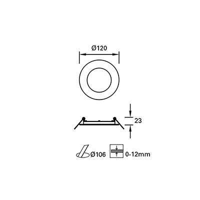 Einbauleuchte Flat ø120 LED 4.6W 580lm CRI80 3000K IP23