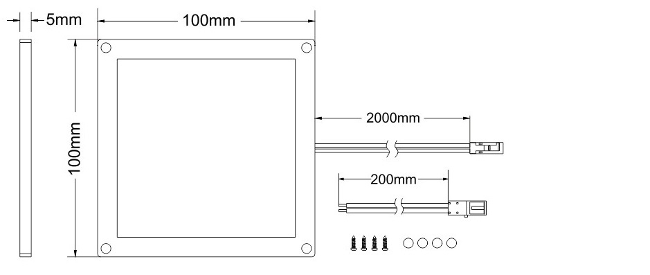 SLIM PANEL LED 100x100mm 3000°K, 100°, weiss