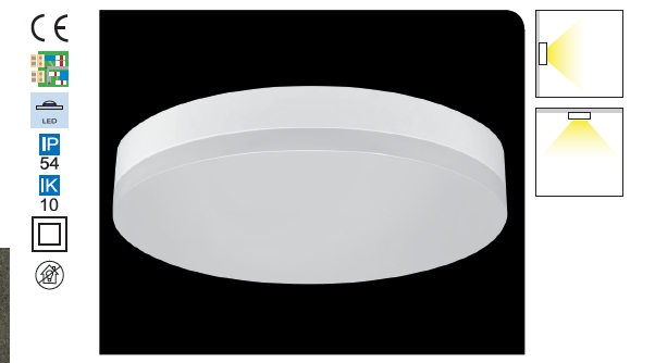 Aufbauleuchte LED LOTOS ELEGANCE ROUND IP54 12W 1200lm 840