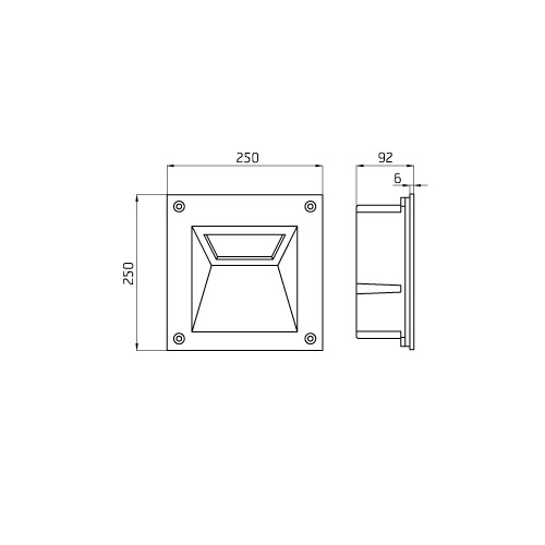 Wandeinbauleuchte ALFIA, 250x250, Glas klar, alu