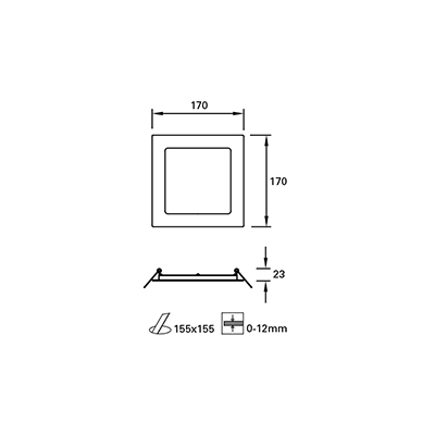 Einbauleuchte □170 LED 10W 1150lm CRI80 3000K