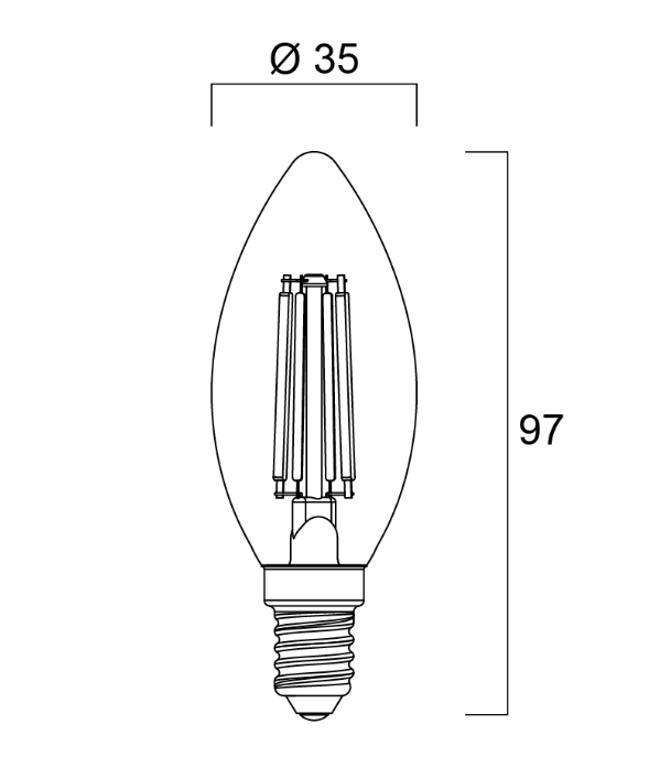 ToLEDo RT Candle Gold 4.5W  CL 470LM 825 E14