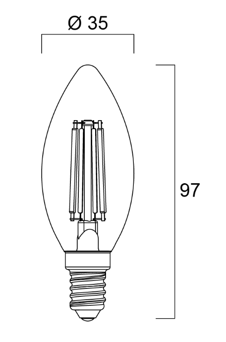 ToLEDo RT Candle 4.5W  CL 470LM 827 E14