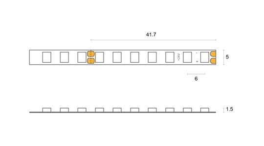 LED Strip Mini IP20, 24VDC, 12W/m, 3000°K, 15+0lm/m, 168 LED/m, CRI90, 3M