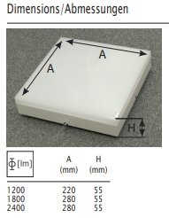 Aufbauleuchte LED LOTOS ELEGANCE SQUARE IP54 12W 1200lm 840
