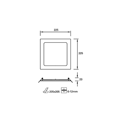 Einbauleuchte □225 LED 15.5W 1510lm CRI80 3000K
