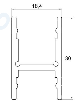 Alu H-Profil Dolino - BxH=18.4 x 30mm, max. Länge 5m