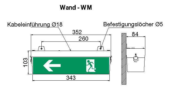 AP-Notleuchte LED 3W inkl. 3 Piktogramme