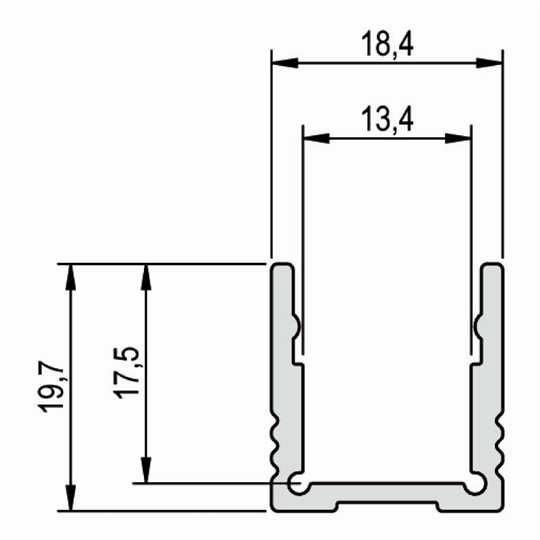 Alu-Profil hoch Dolino - BxH=18.4 x 19.7mm, Länge 3m