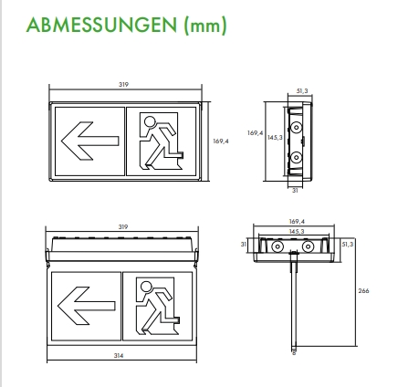 EB-Notleuchte LED 4W inkl. 3 Piktogramme, BY-A30A