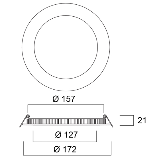 Einbauleuchte Flat ø155 LED 12W 1100lm CRI80 3000K IP44