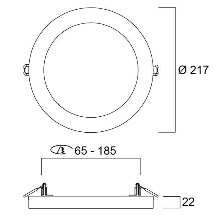 Auf / Einbauleuchte PIR Flat ø217mm  LED 18W 1800lm CRI80 switch 830/840/865