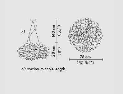 Pendelleuchte LARGE CLIZIA weiss, 4 X E27 LED Filament