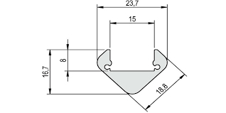 Alu-Profil Eck Angelo - BxH=23.7 x16.7mm, Länge 5m