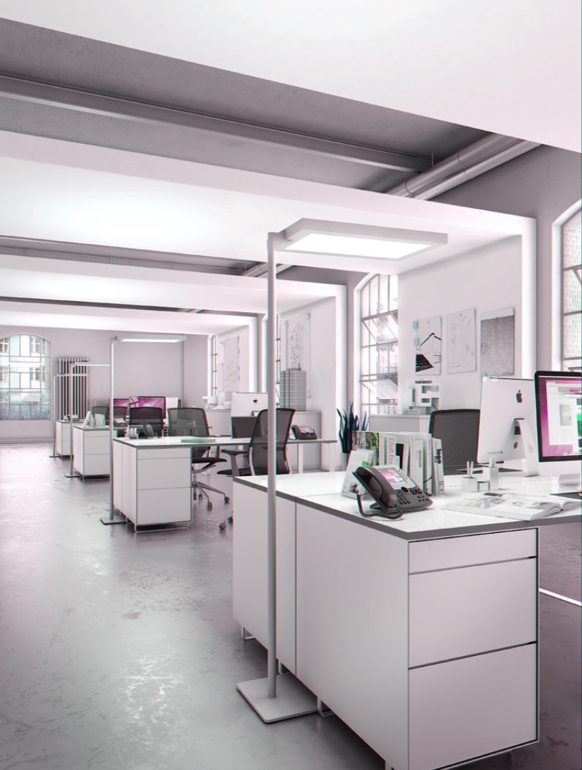 Stehleuchte LED 4000°K, Taster  + Bewegungsmelder, weiss