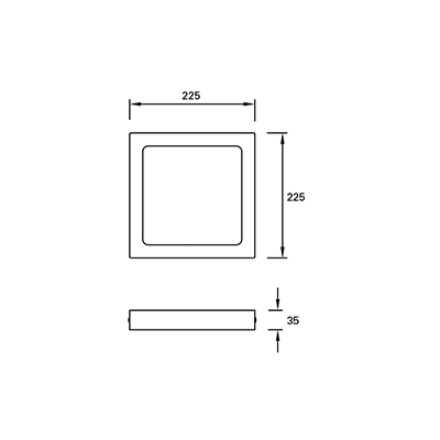Aufbauleuchte □225 LED 15.5W 1510lm CRI80 3000K