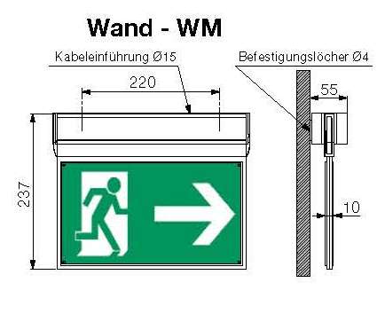 AP-Notleuchte LED 4.5W inkl. 3 Piktogramme WM/DM