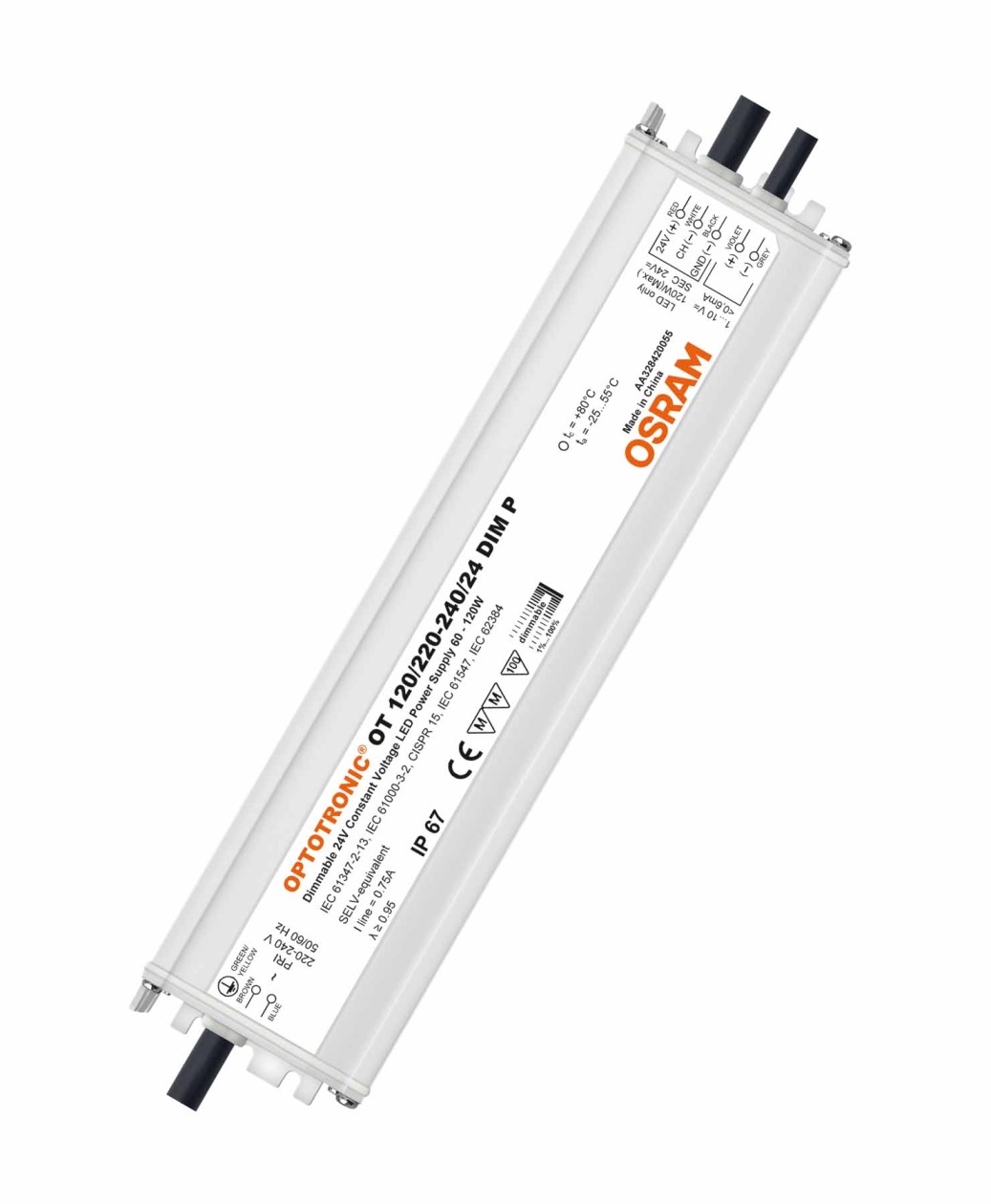 LED Konverter 1-10V Dimmbar - 24VDC/120W 230V, IP67