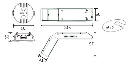 EB-Notfluchtwegleuchte LED 2X3W inkl. Batterie 1h