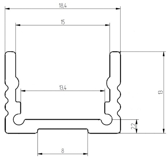 Alu-Profil flach Dolino - BxH=18.4 x 13mm, Länge 5m