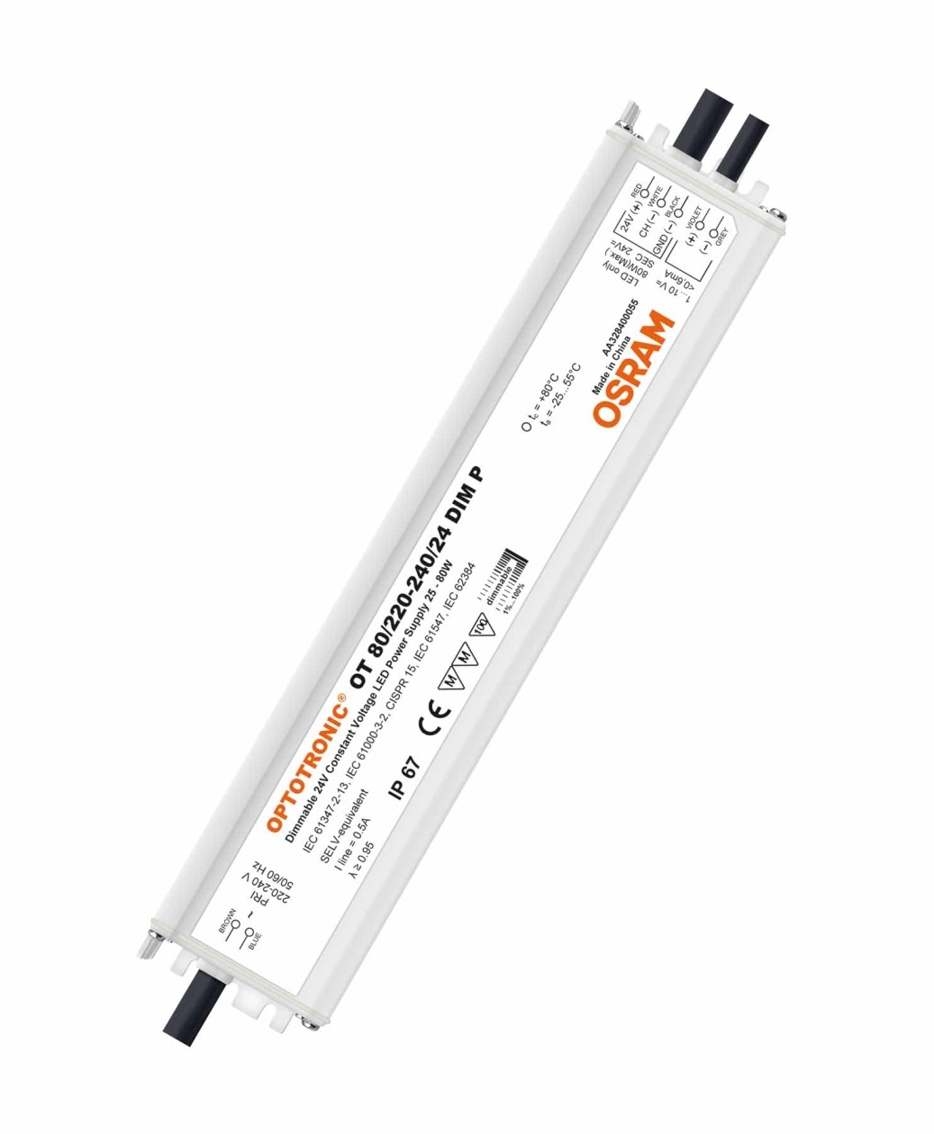 LED Konverter 1-10V Dimmbar - 24VDC/80W 230V, IP67
