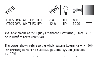 LOTOS TOP OVAL PC 8W LED 800LM E IP54 IK10 830